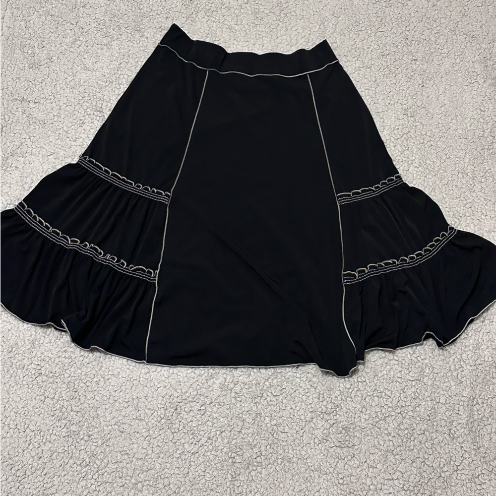 Studio M Black Blouse with White Stitching